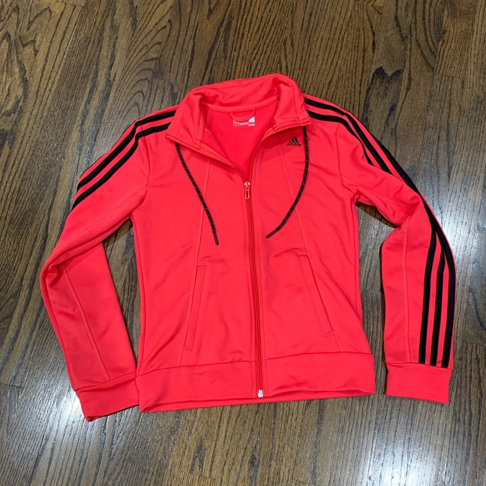 New Adidas Zip Up Climalite Sweater Red & Black Women’s Japanese Size M